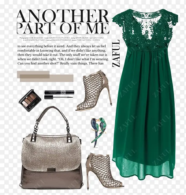 绿色连衣裙和包包