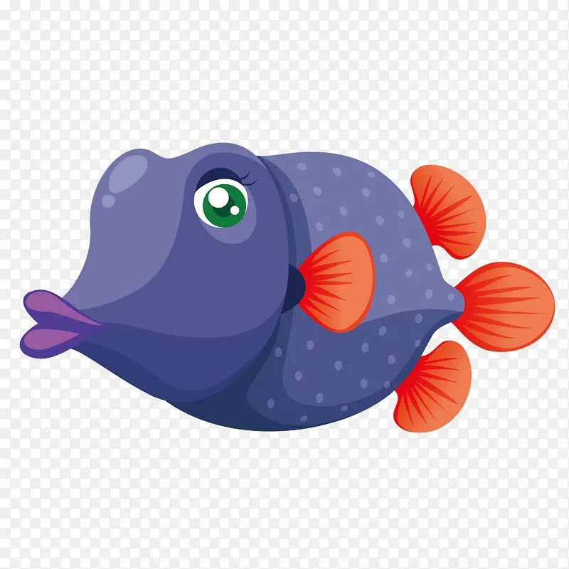 矢量卡通紫色大眼海底鱼