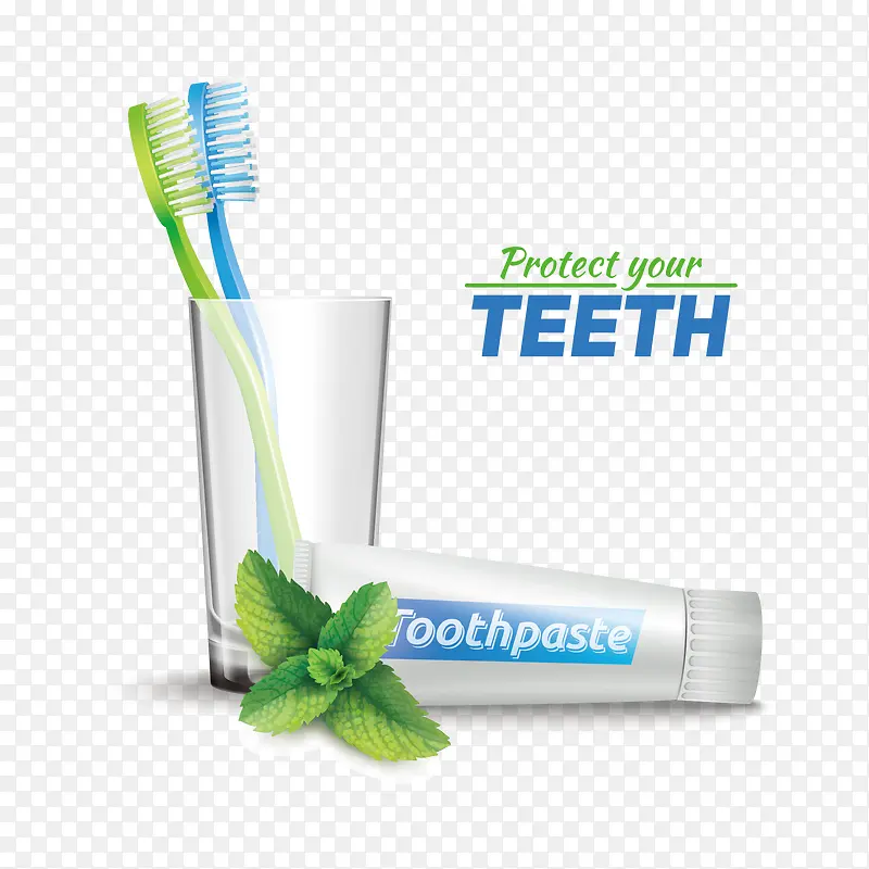 矢量牙刷牙膏