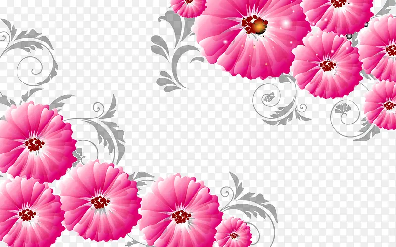 立体粉色花朵背景墙