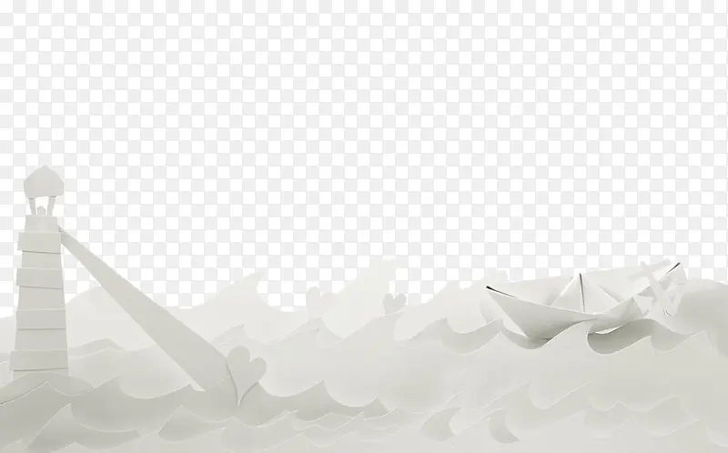 白色海浪折纸船
