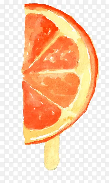 手绘水彩绘画夏日橘子水果冰棍