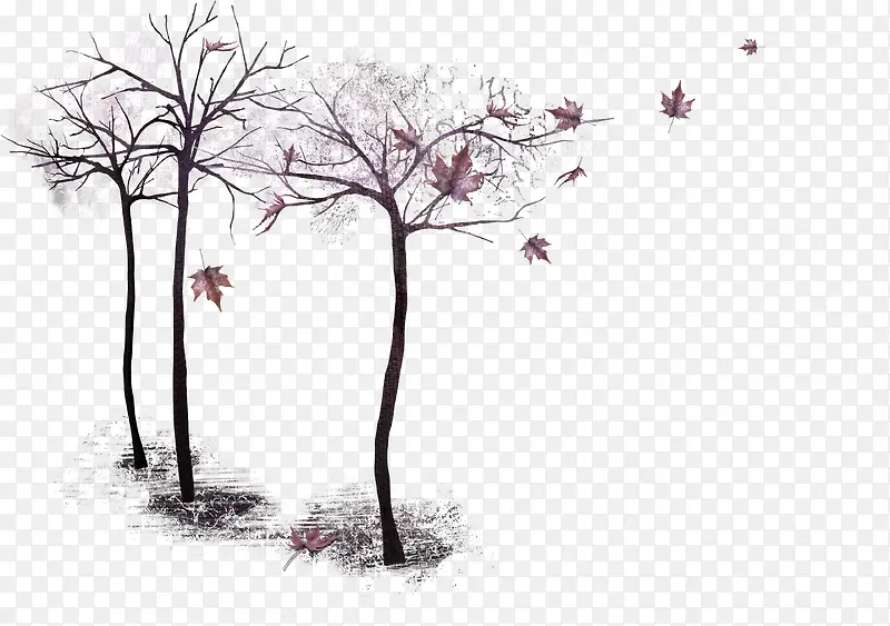枫树树叶墨迹装饰图案