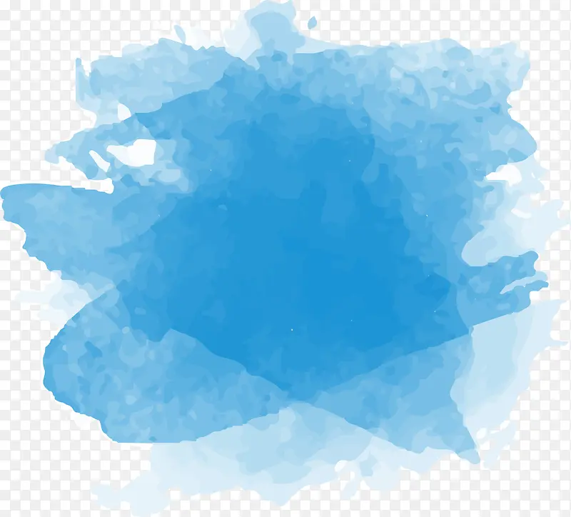 矢量蓝色水彩墨染图