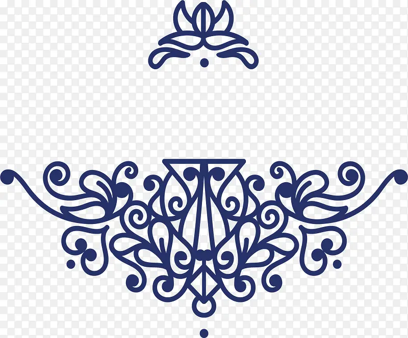 深蓝色欧式花纹标题装饰
