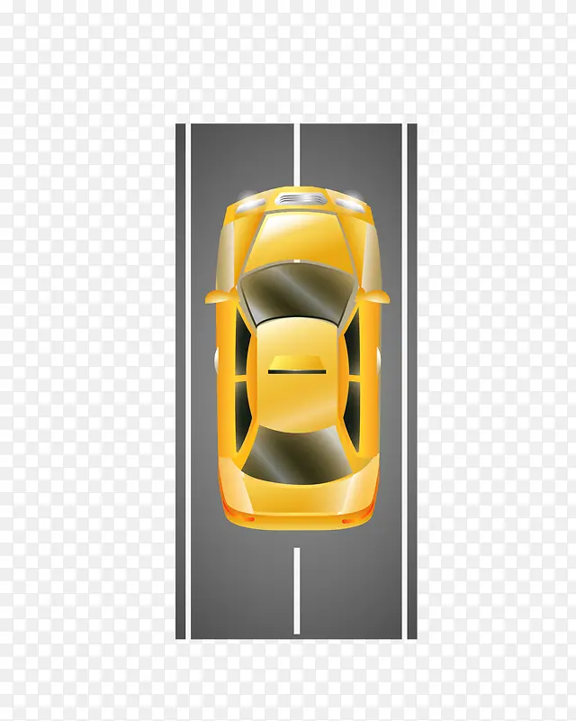 矢量黄色俯视疾驰的汽车