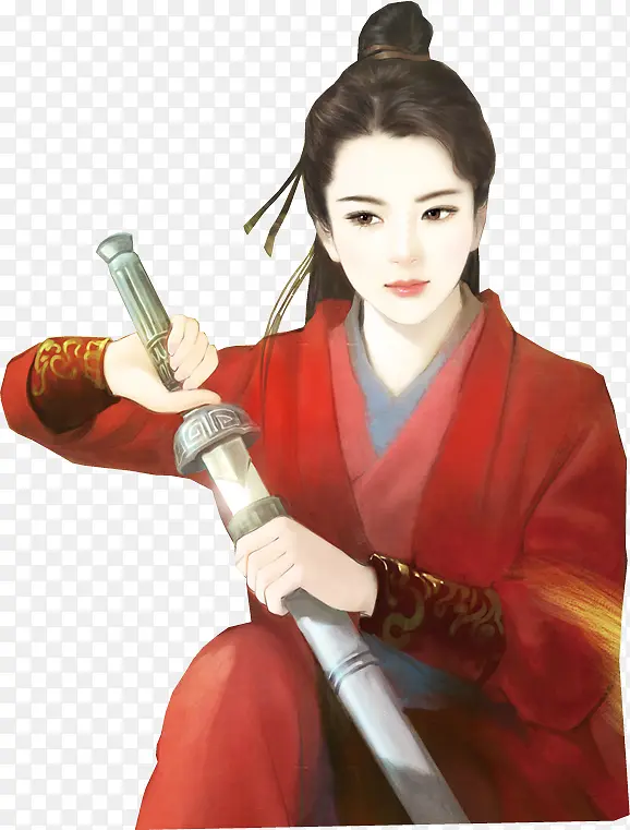 拔剑红衣女侠古风手绘PNG图片素材下载_图片编号9717235-PNG素材网