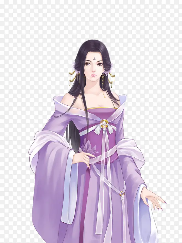 古风手绘紫衣妖娆美女