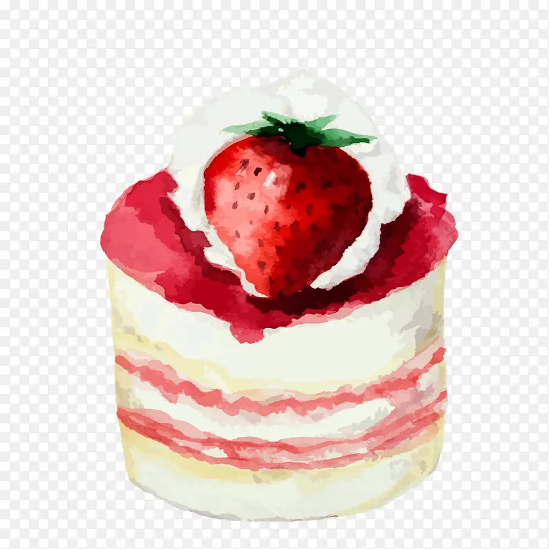 水彩手绘草莓蛋糕设计