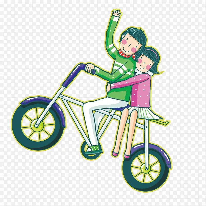 矢量情侣双人自行车