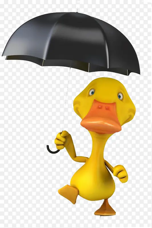 撑伞的小黄鸭