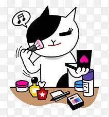 化妆的黑白卡通猫