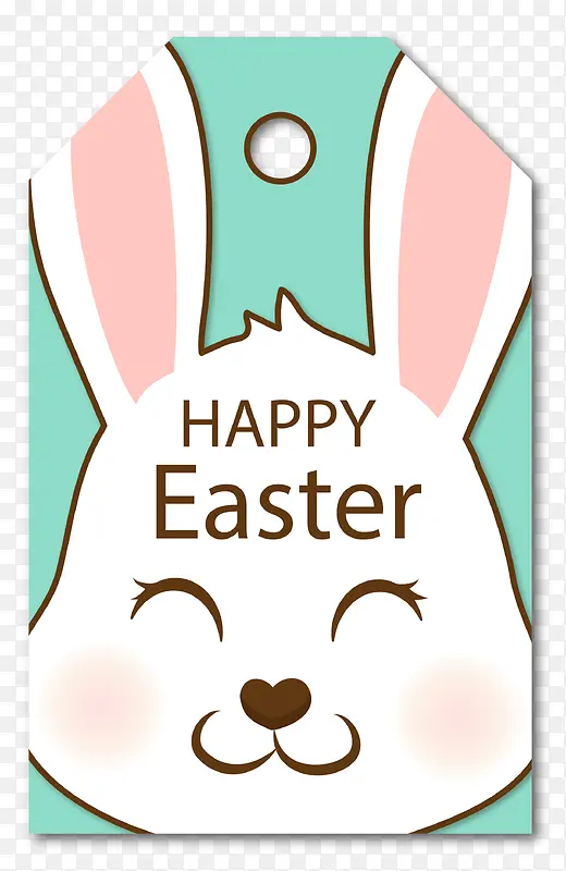 复活节快乐绿色兔子吊卡