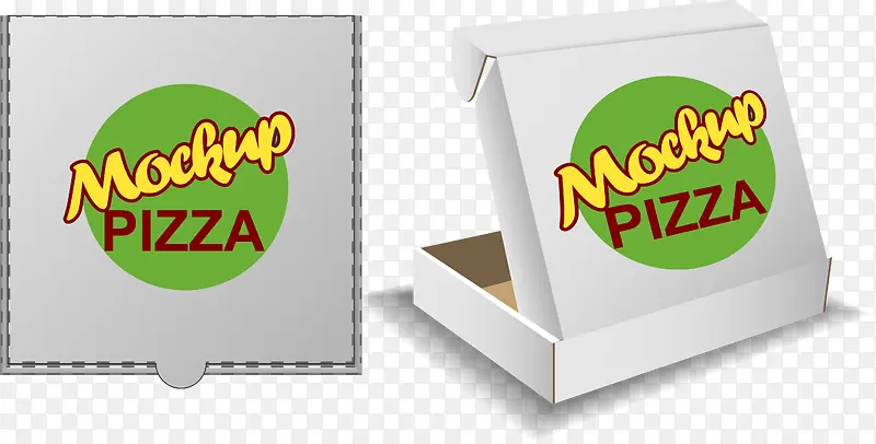 矢量手绘披萨盒包装