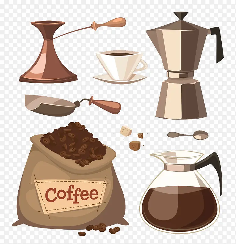 卡通咖啡豆咖啡机设计图片[