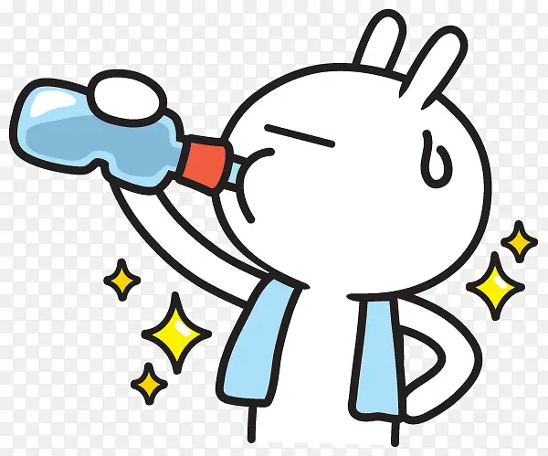 喝水的运动兔子卡通白色