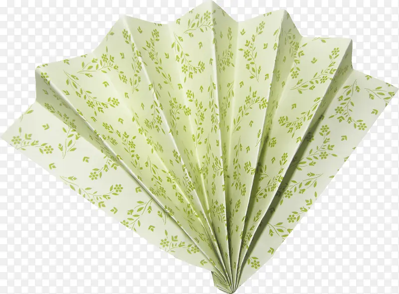 绿色花纹折纸扇