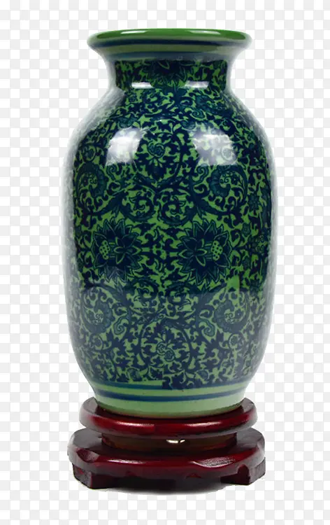 墨绿色花纹花瓶
