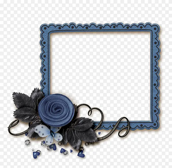 蓝色花装饰相框