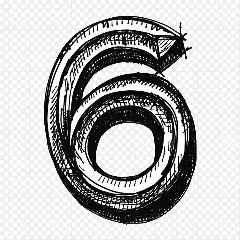 手绘黑白数字6PNG图片素材下载_图片编号9726181-PNG素材网