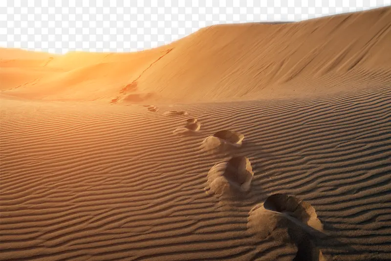 黄沙中的脚印高清摄影图片