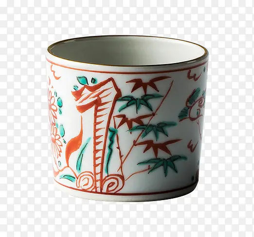 植物花纹陶瓷小杯