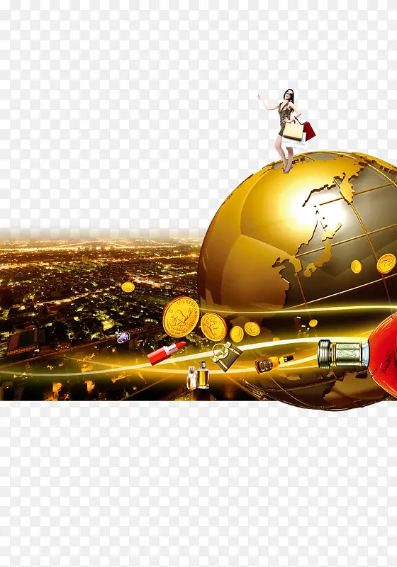 金色地球房地产宣传单素材