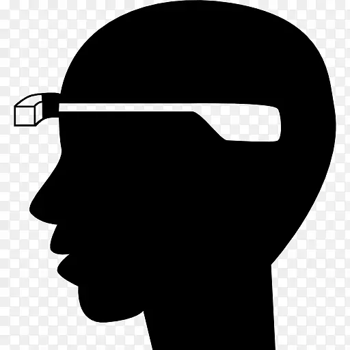 谷歌眼镜在一个男人的头从一边看图标