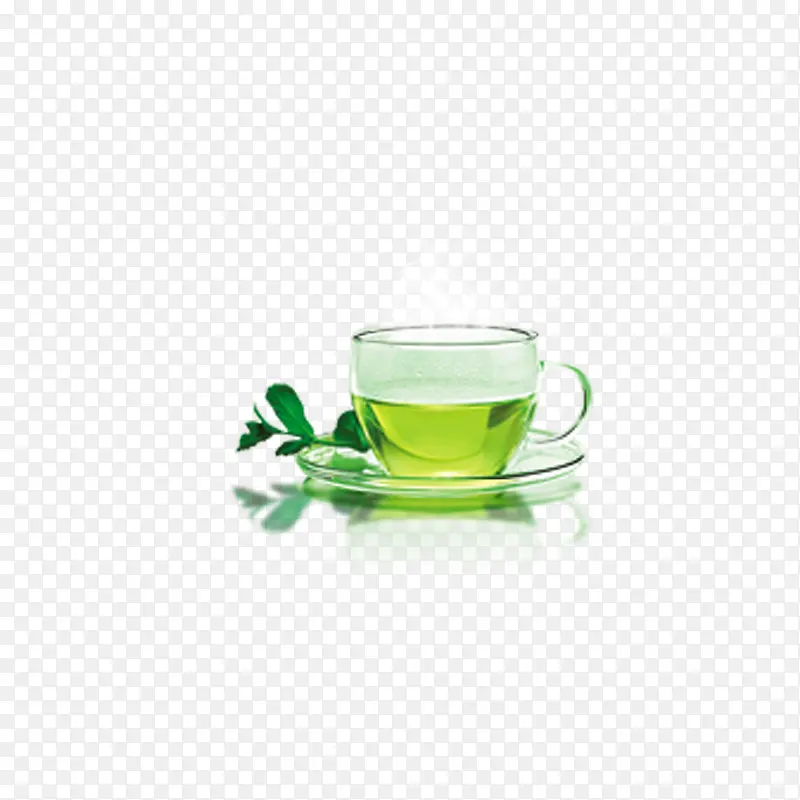绿色茶水小清新装饰图案