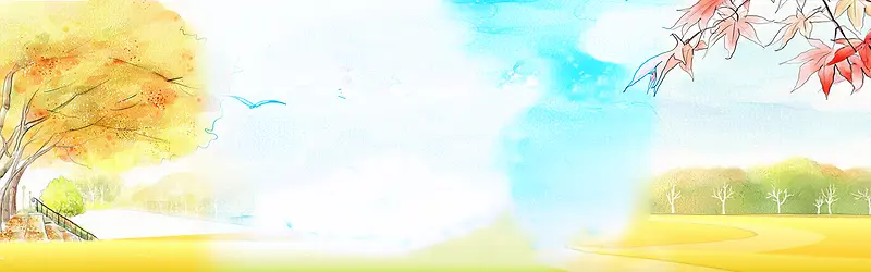 秋天手绘背景banner壁纸