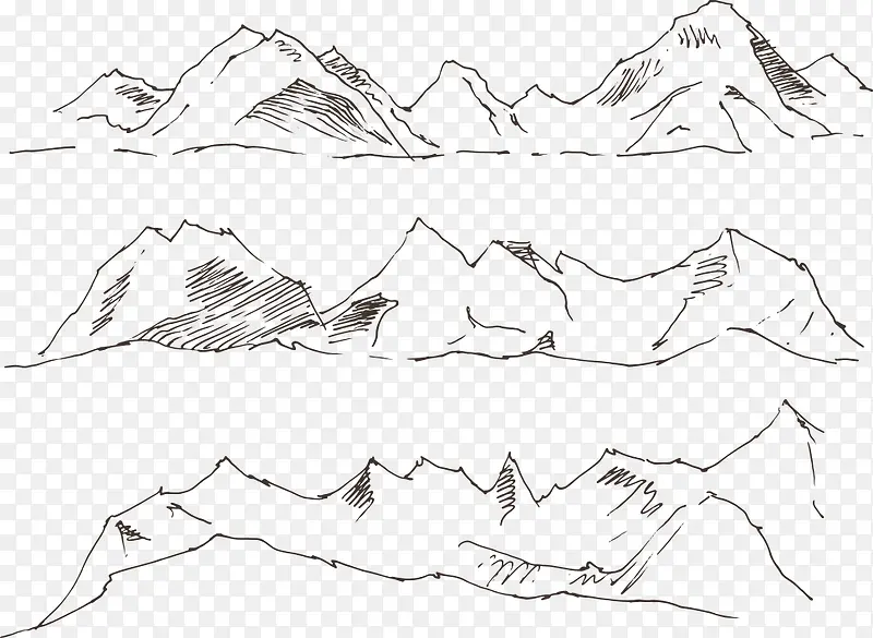 矢量手绘线条山
