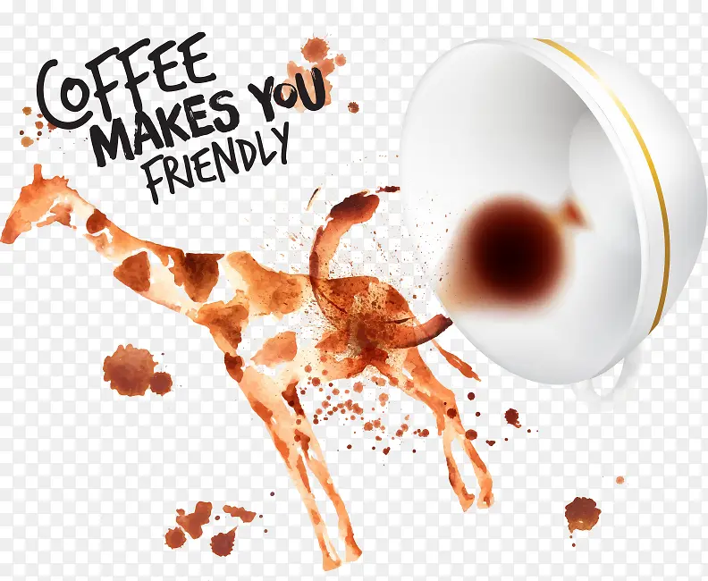 矢量咖啡污渍长颈鹿