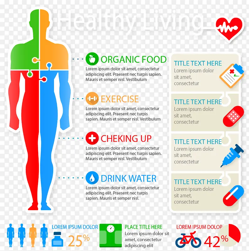 矢量手绘人体医疗信息