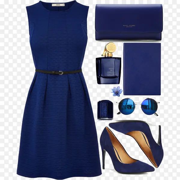 蓝色连衣裙和高跟鞋