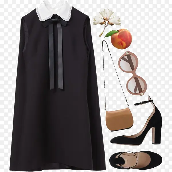 黑色连衣裙和包包