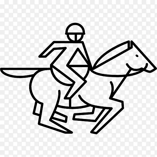 奔跑的马与赛车和鞍轮廓图标