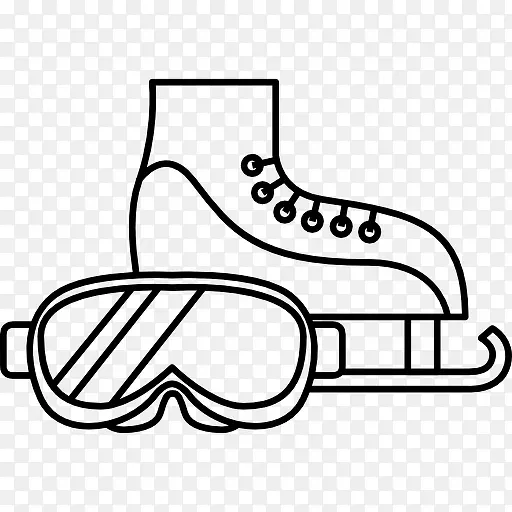 溜冰鞋和眼镜图标
