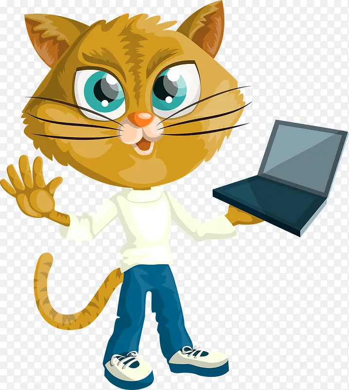 捧着笔记本电脑的猫