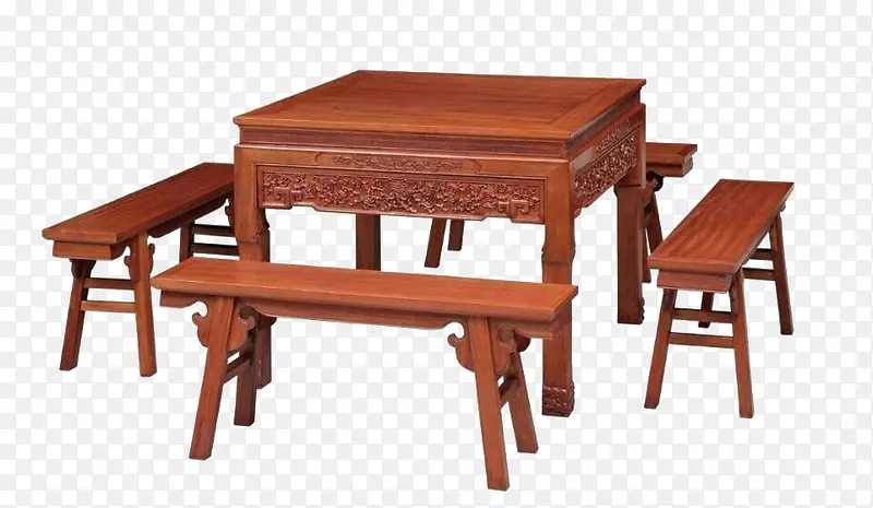 实木家具八仙桌免抠素材