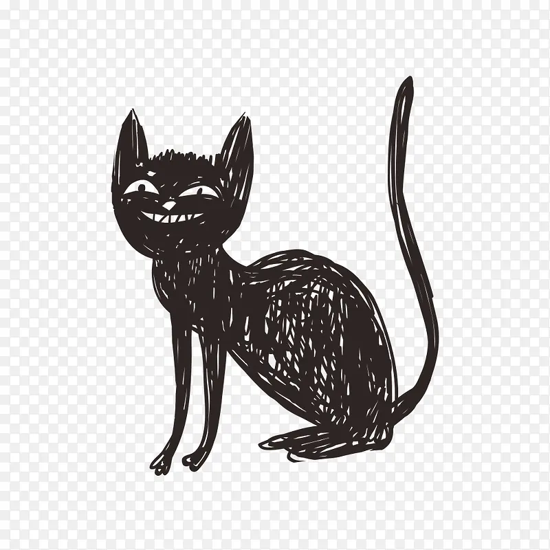 卡通小黑猫