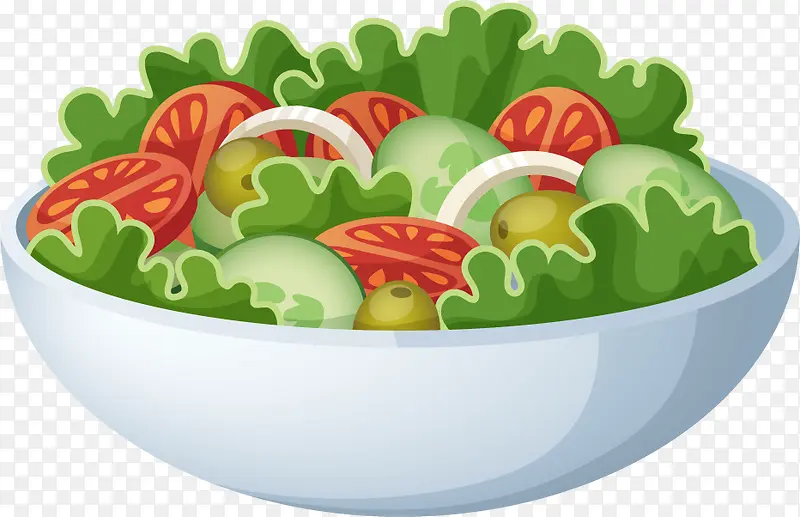 童趣可爱大碗美食蔬菜卡通装饰图