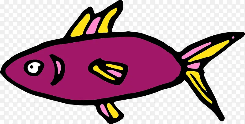手绘卡通紫色小鱼
