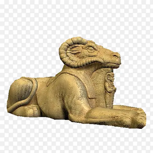 实物拍摄古埃及神兽羊头狮身石像