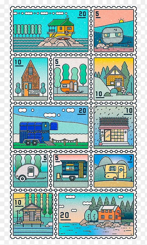 创意设计手绘邮票