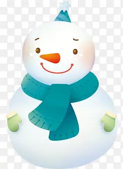 手绘蓝色围脖雪人