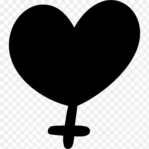 女性的性别符号与心脏图标