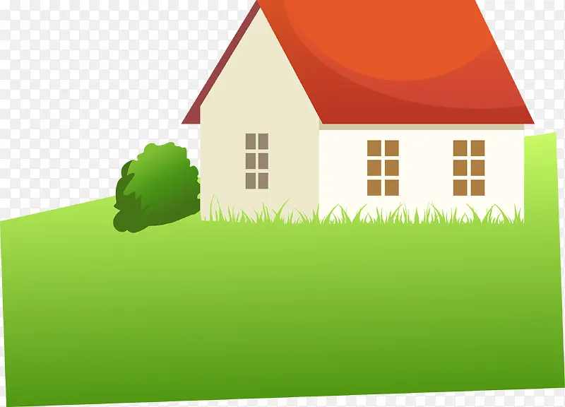 草地上的小房子背景矢量图