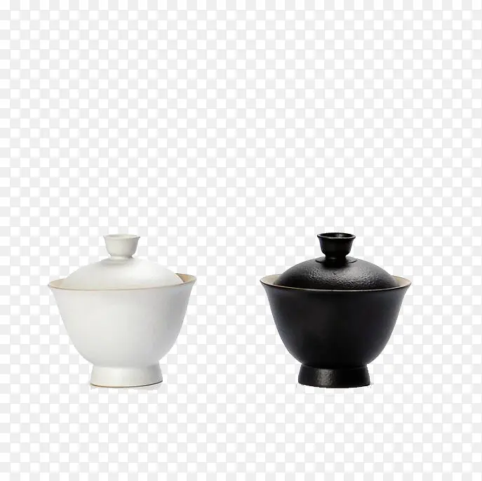 黑色和白色的盖碗