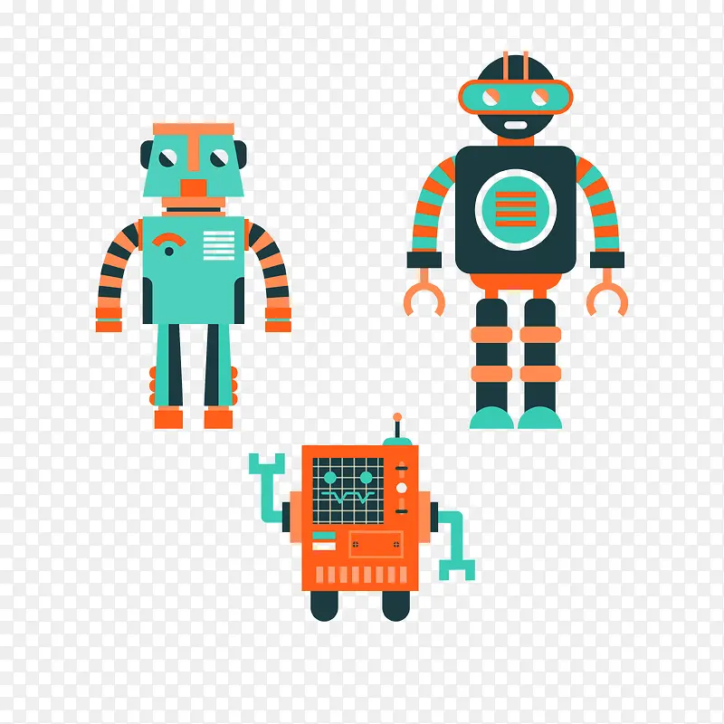 3款彩色机器人矢量素材