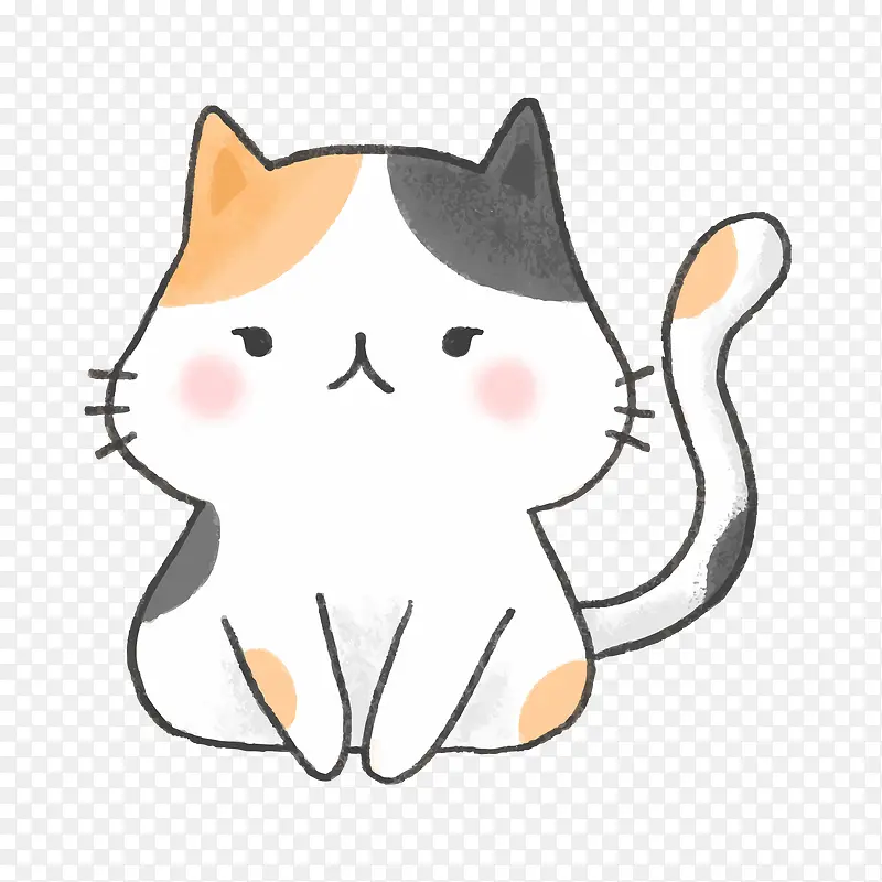 手绘水墨风格的猫咪PNG